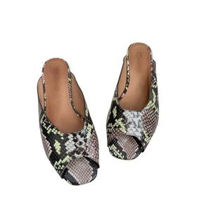 Madewell The Erica Peep-Toe Mule in Snake Embossed Leather Size 8